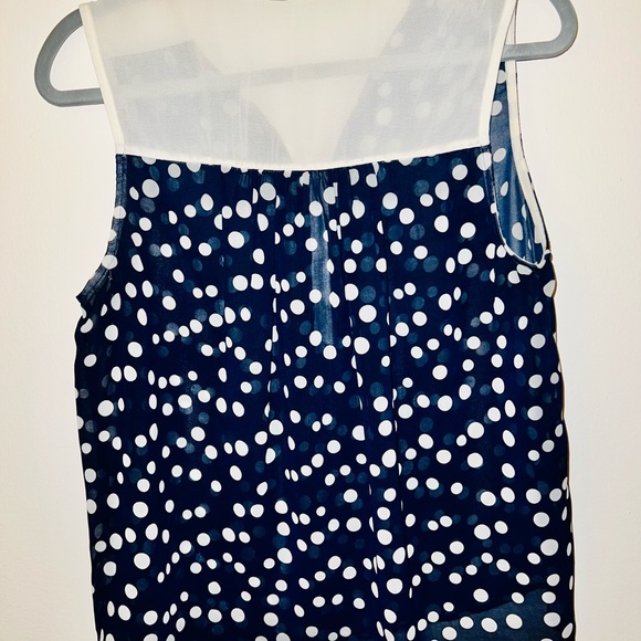 Navy sleeveless blouse with polka dots - Picture 4 of 5